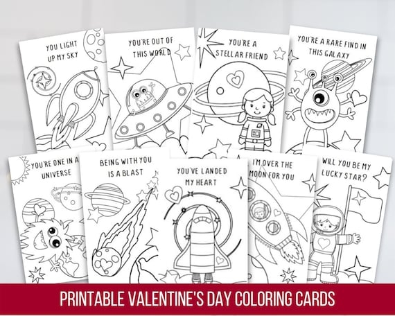 printable space valentines cards