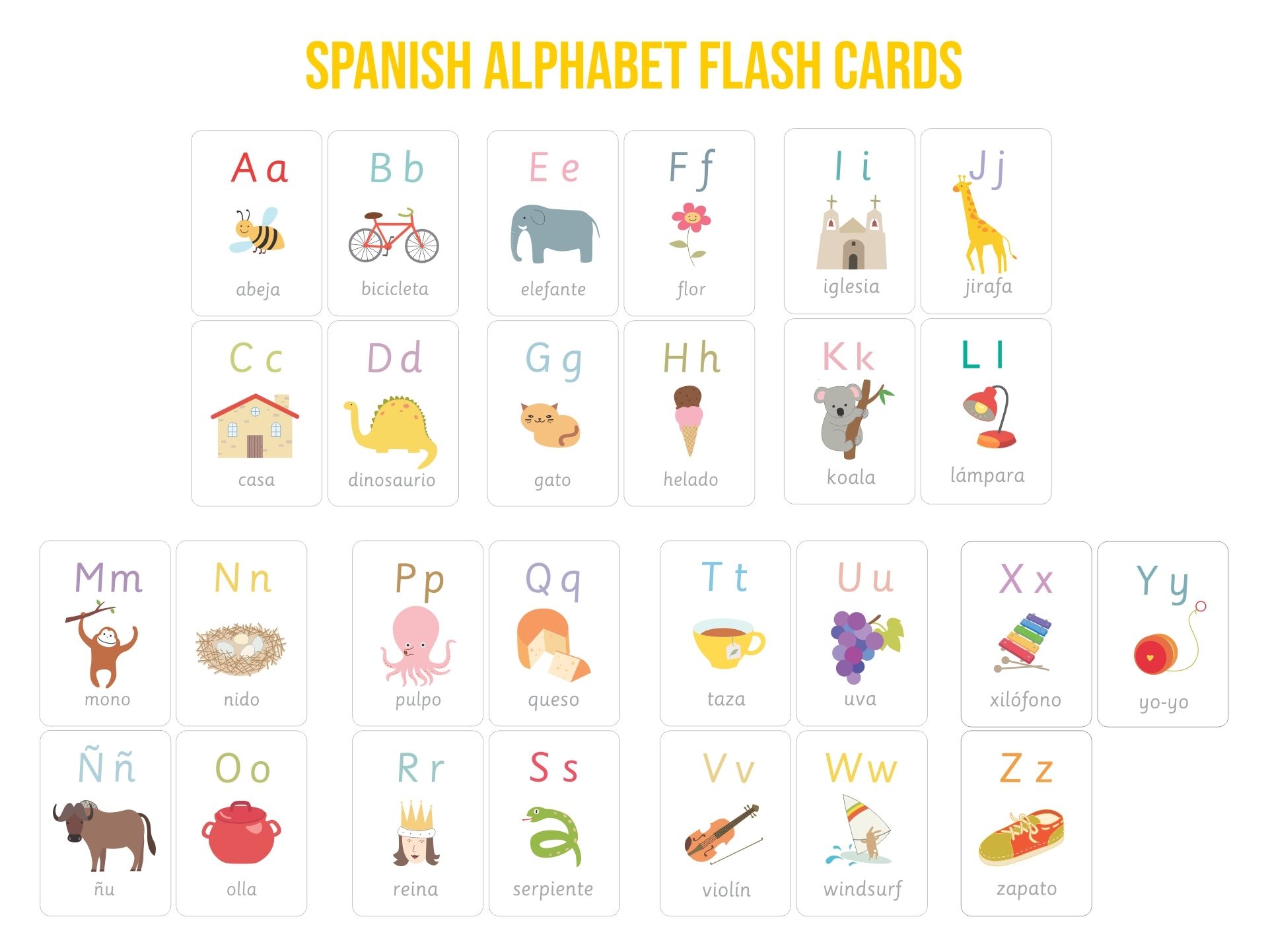 printable spanish flash cards