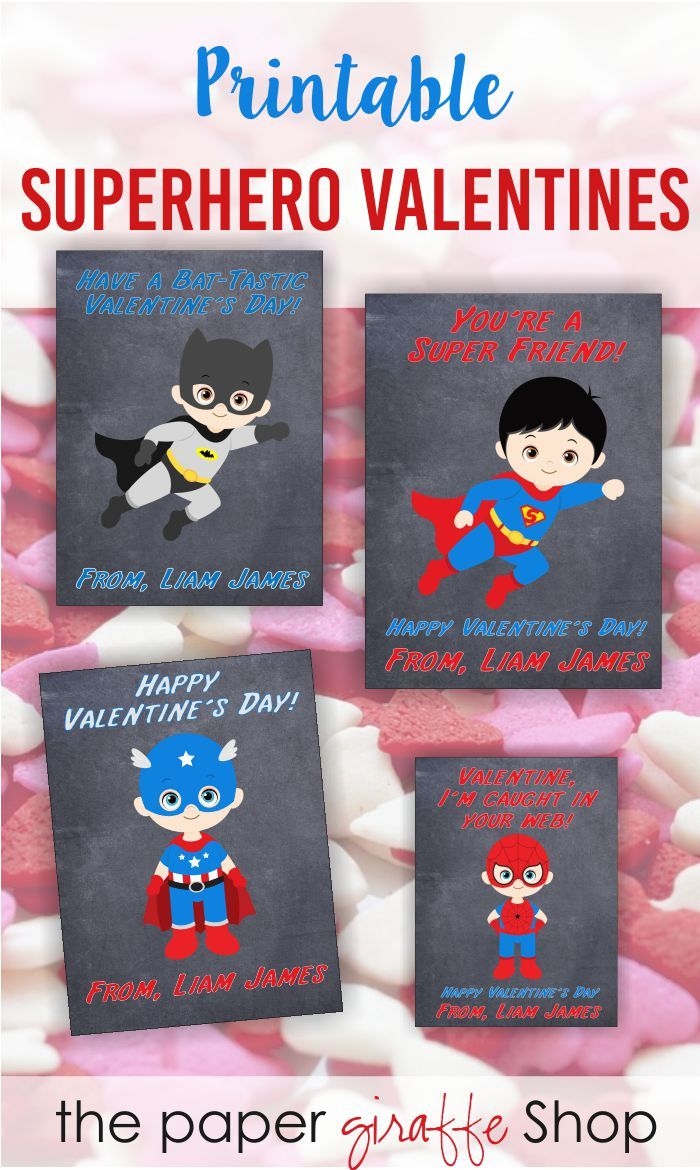Printable Superhero Valentines Day Cards Superhero Valentines For 