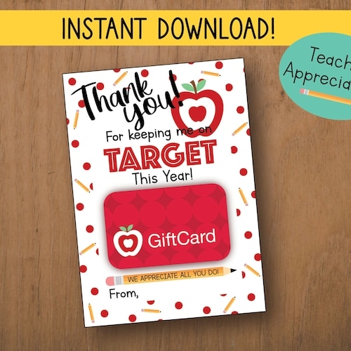 PRINTABLE Target Gift Card Holder Teacher Appreciation Etsy