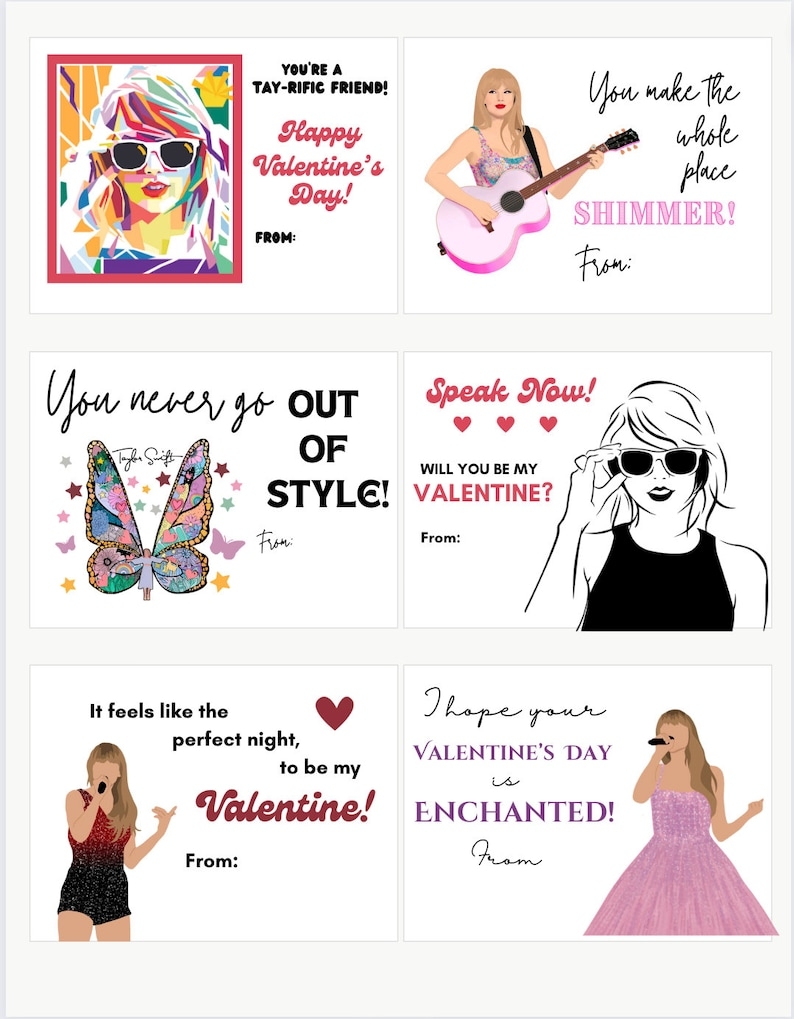 Printable Taylor Swift Valentines Etsy