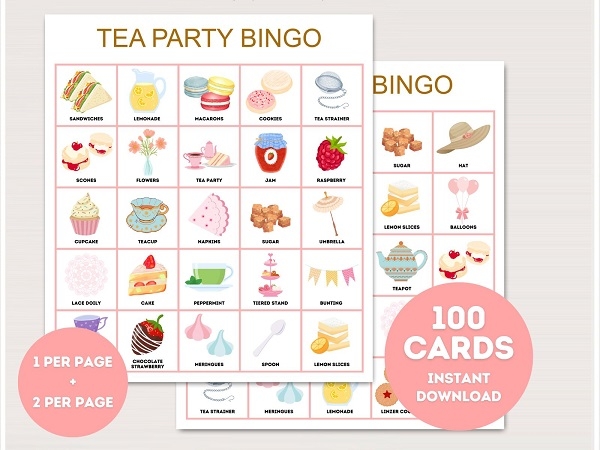 Printable Tea Party Bingo Cards Printabell Express