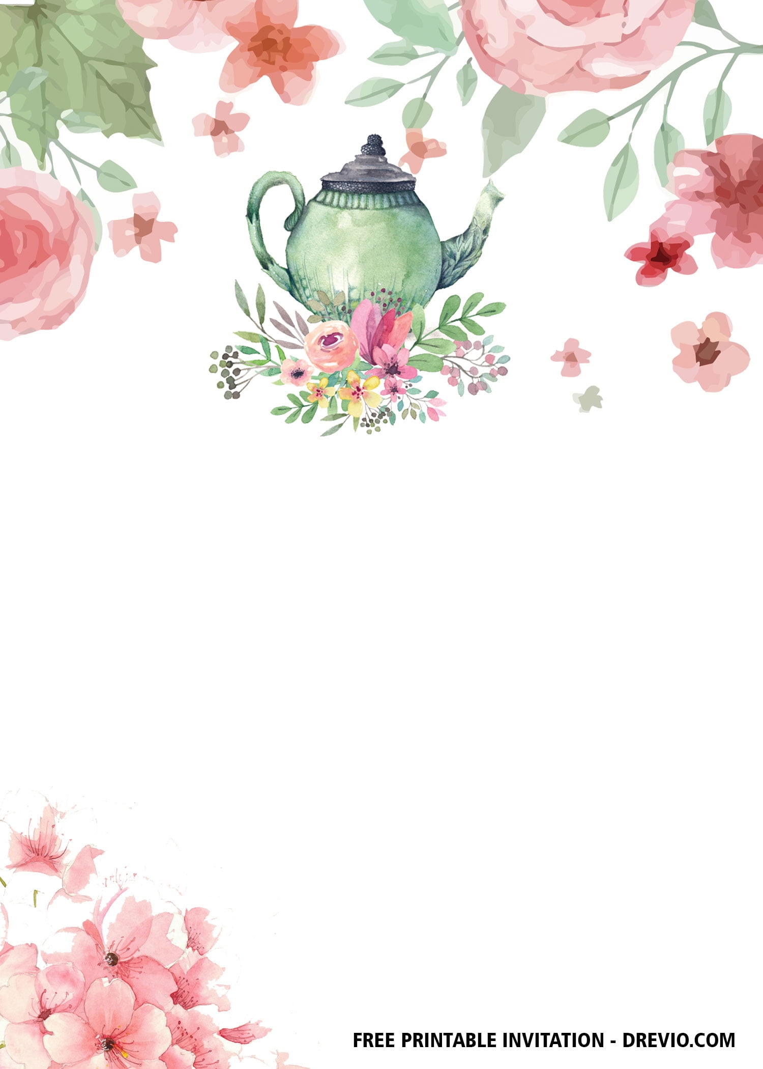 Printable Tea Party Invitation Template Printable Templates