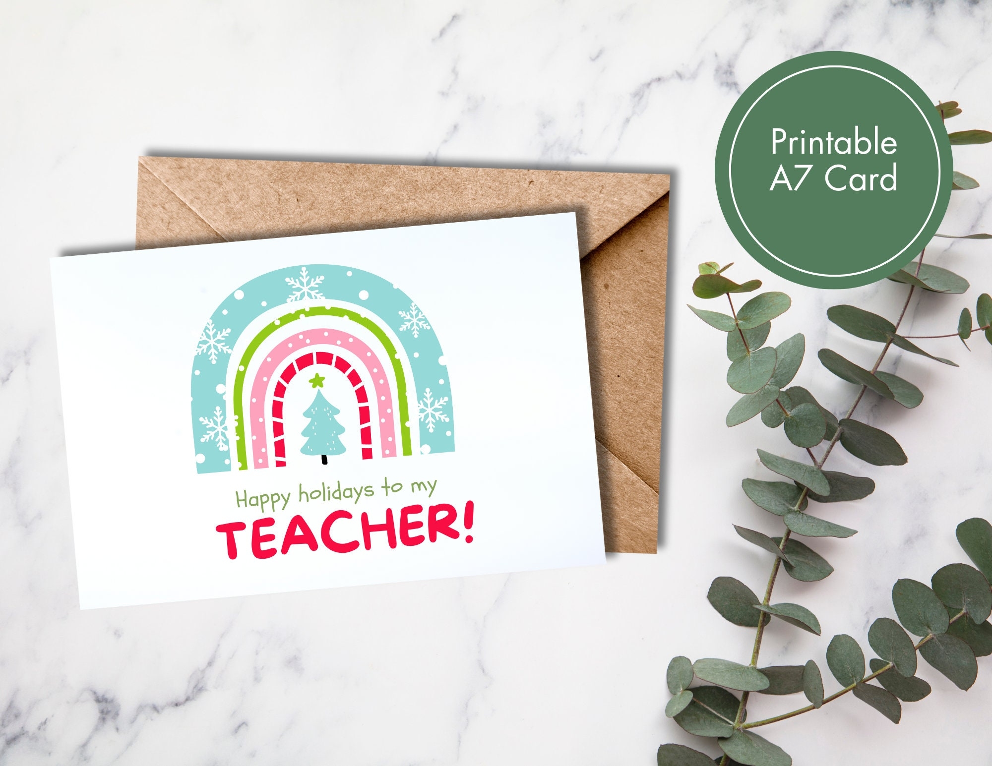 Printable Teacher Holiday Card Printable Teacher Christmas Etsy