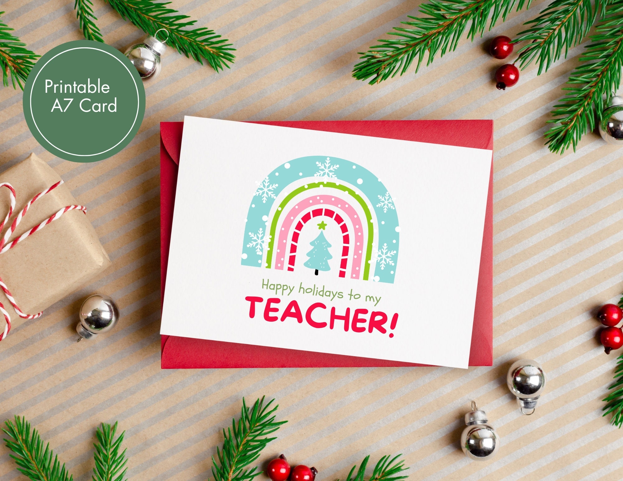 Printable Teacher Holiday Card Printable Teacher Christmas Etsy