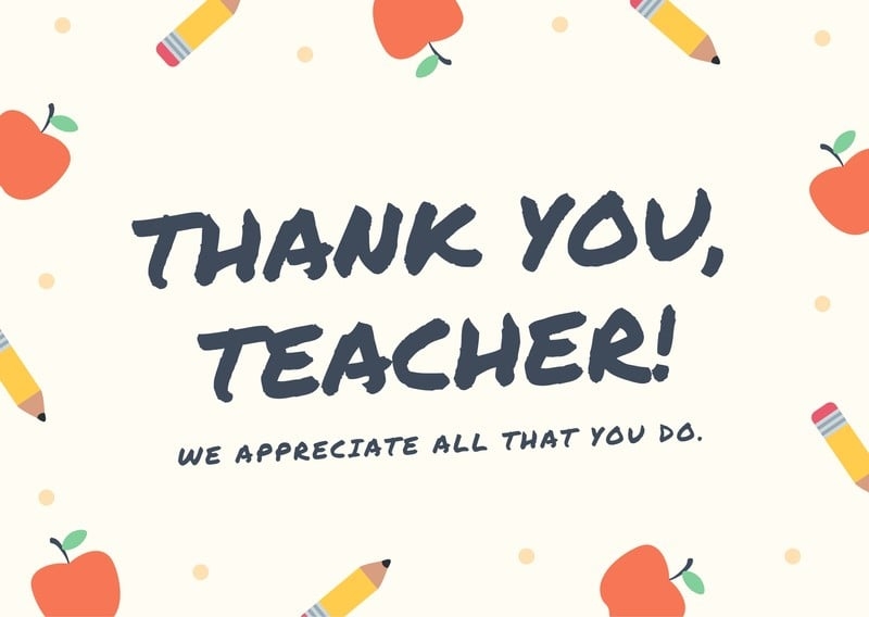 printable thank you card for teachers