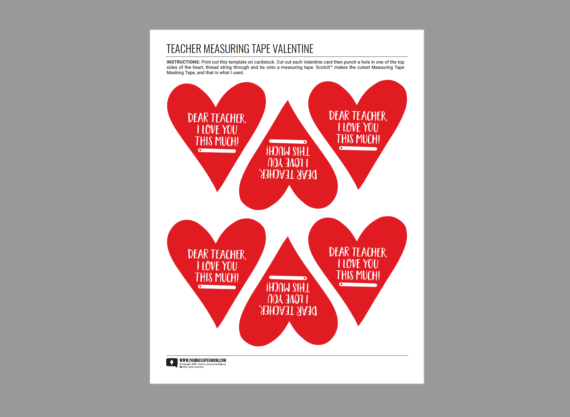 Printable Valentine Cards For Teachers