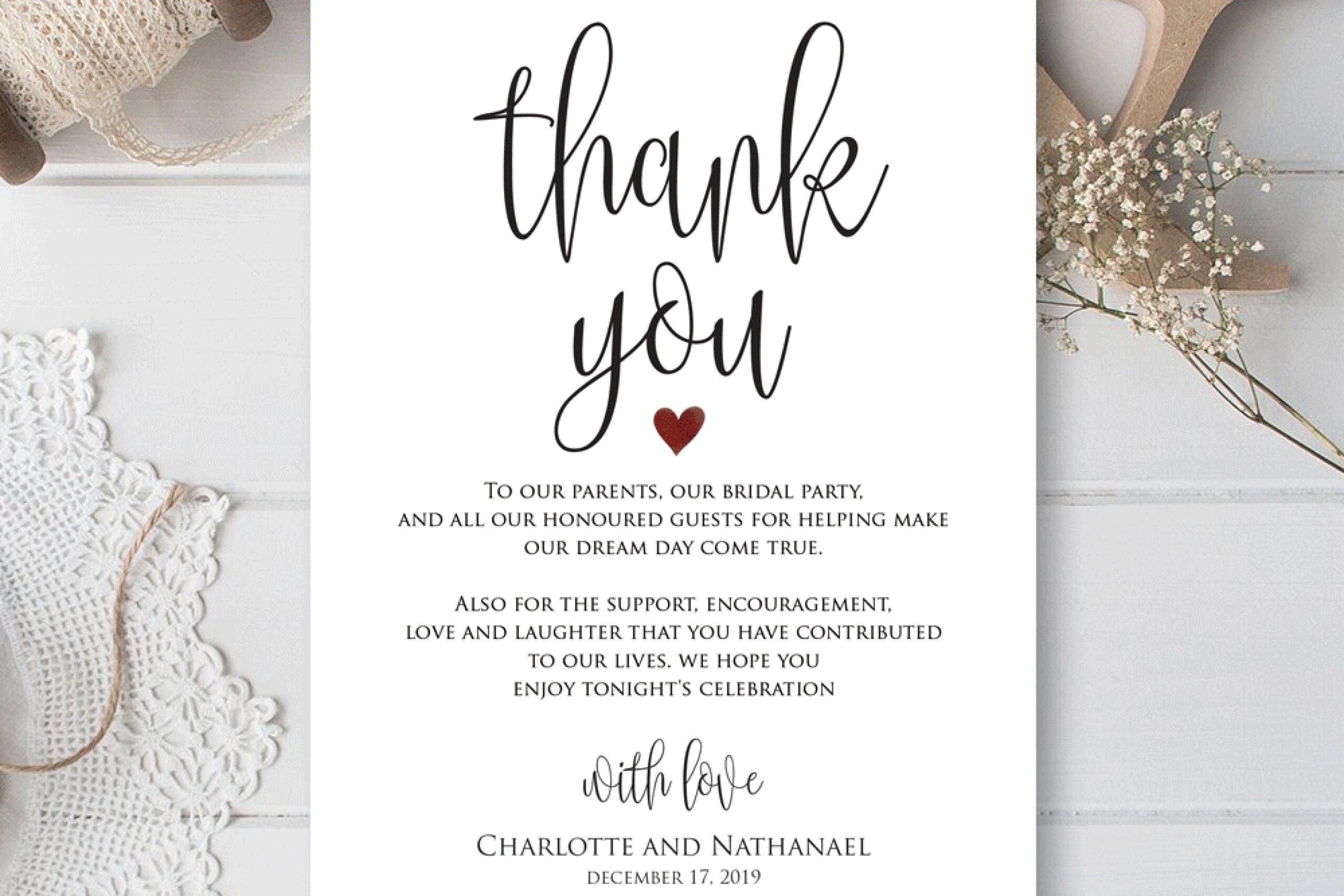 Printable Wedding Thank You Card Template Printable Templates