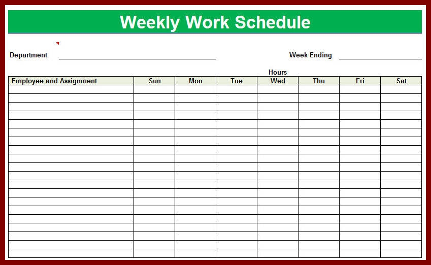 Printable Weekly Employee Schedule Template Printable Templates