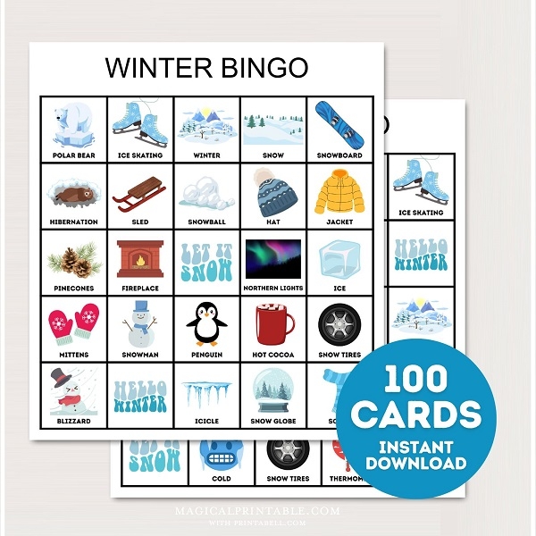 Printable Winter Bingo Cards Printabell Express