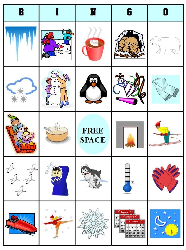 printable winter bingo cards free