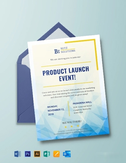 Product Launch Event Invitation Template Illustrator Word Outlook 