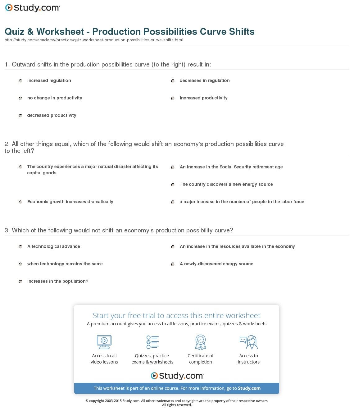 Production Possibilities Curve Worksheet Answers Pro Worksheet