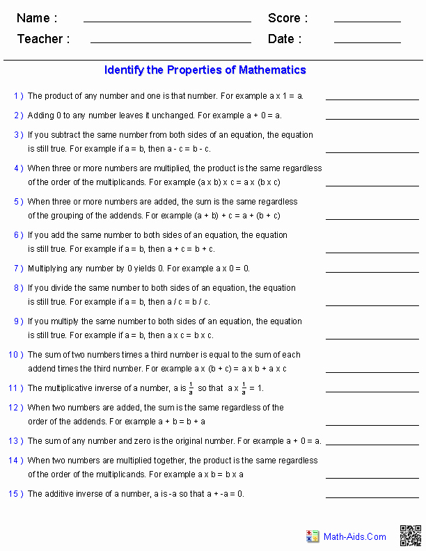 Properties Of Equality Worksheet Elegant Properties Worksheets 