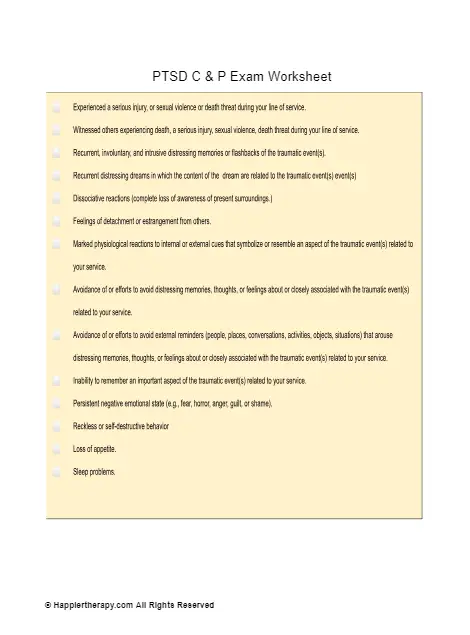 ptsd c&p exam worksheet