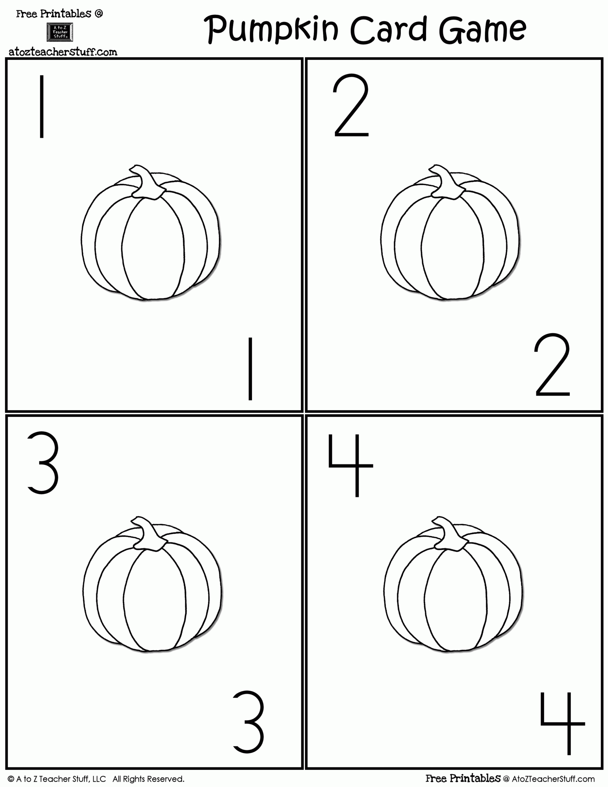 Pumpkin Card Game A To Z Teacher Stuff Printable Pages And Worksheets