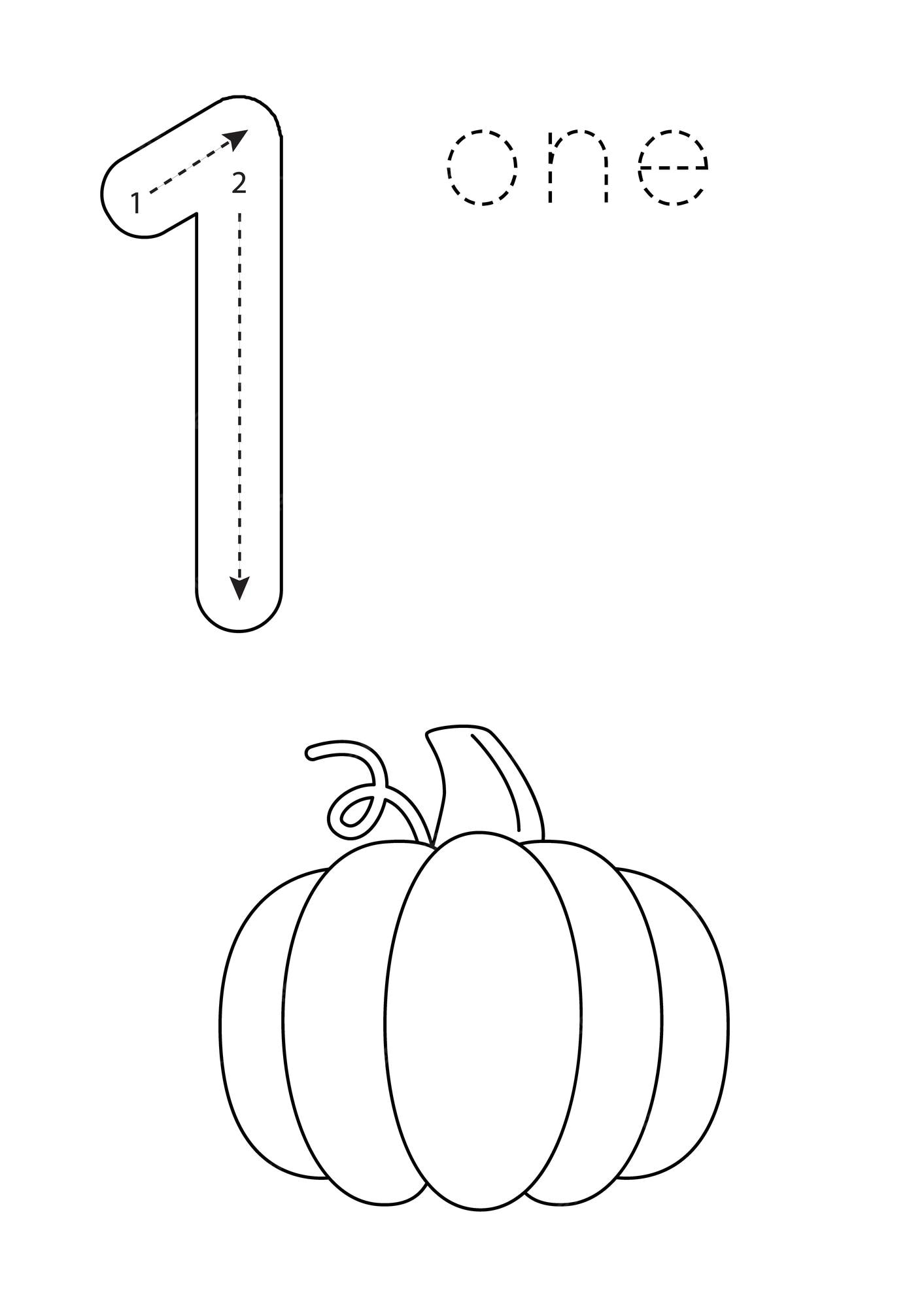 Pumpkin Number Tracing Worksheet 1 10 Preschool Printable Worksheets