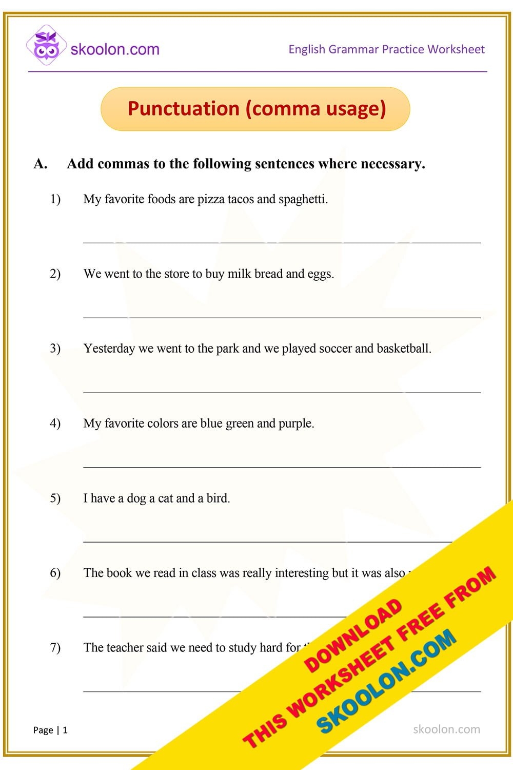 Punctuation 4 Skoolon Worksheets Library
