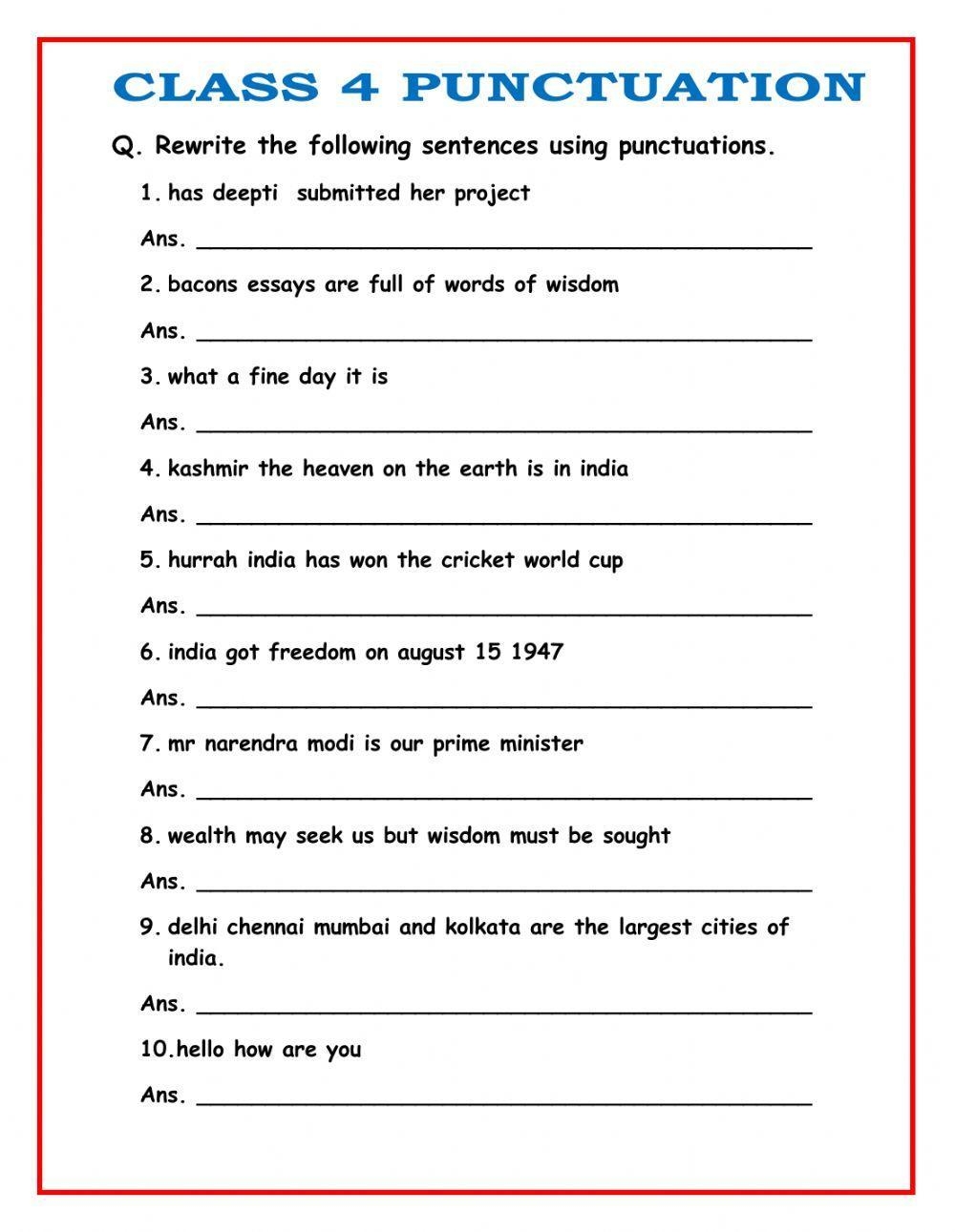 Punctuation Worksheets Worksheets Library