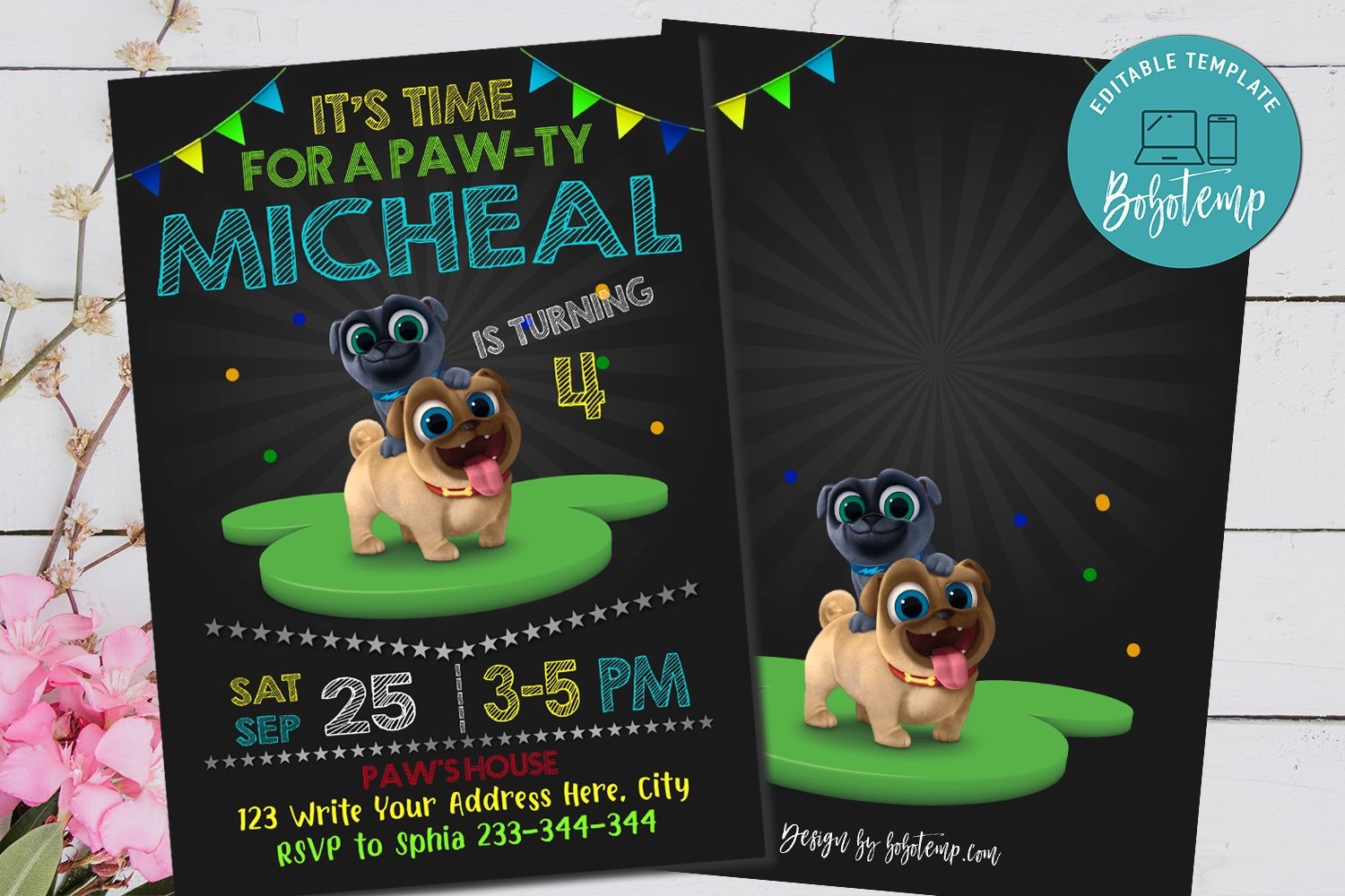 Puppy Dog Pals Birthday Party Invitation Template Printable Bobotemp