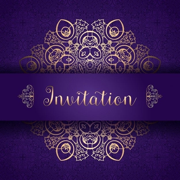Purple And Gold Invitation Templates