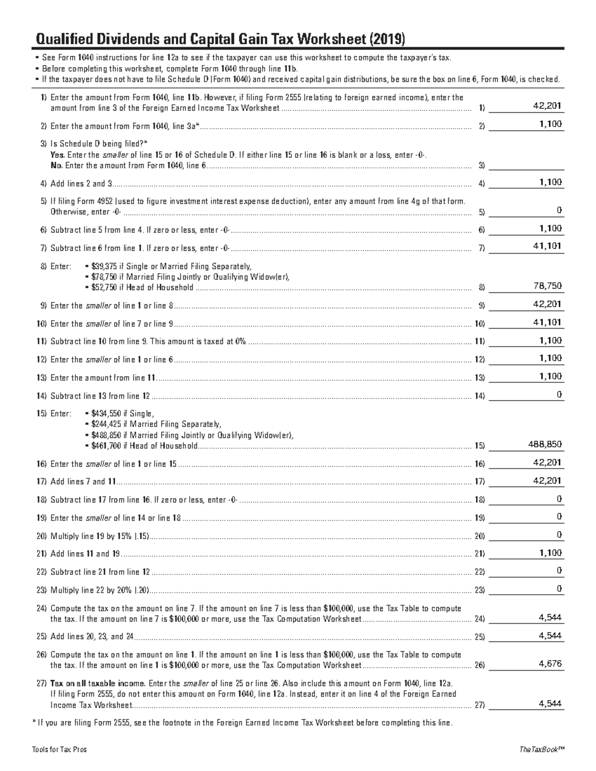 qualified dividends and capital gains worksheet 2024