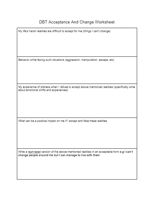 Radical Acceptance DBT PDF Dialectical Behavior Therapy 