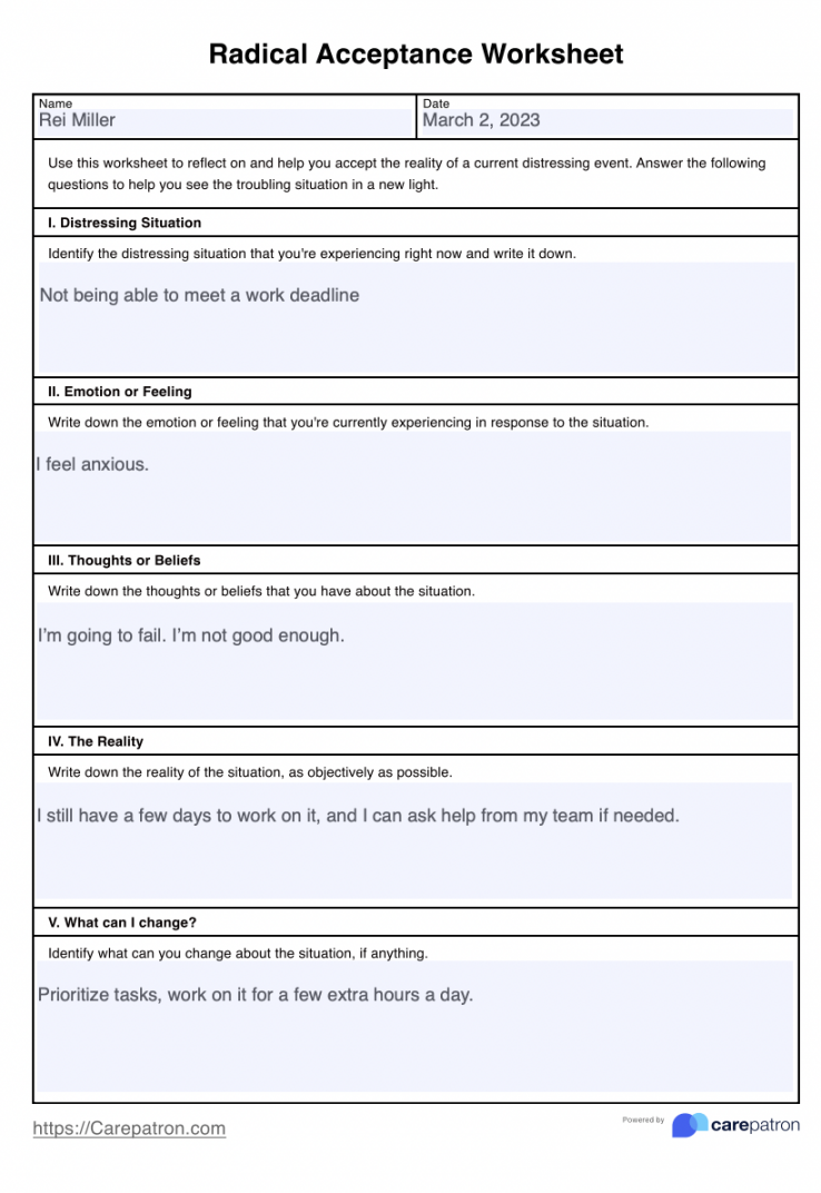 Radical Acceptance Worksheet Pdf Printable PDF Template