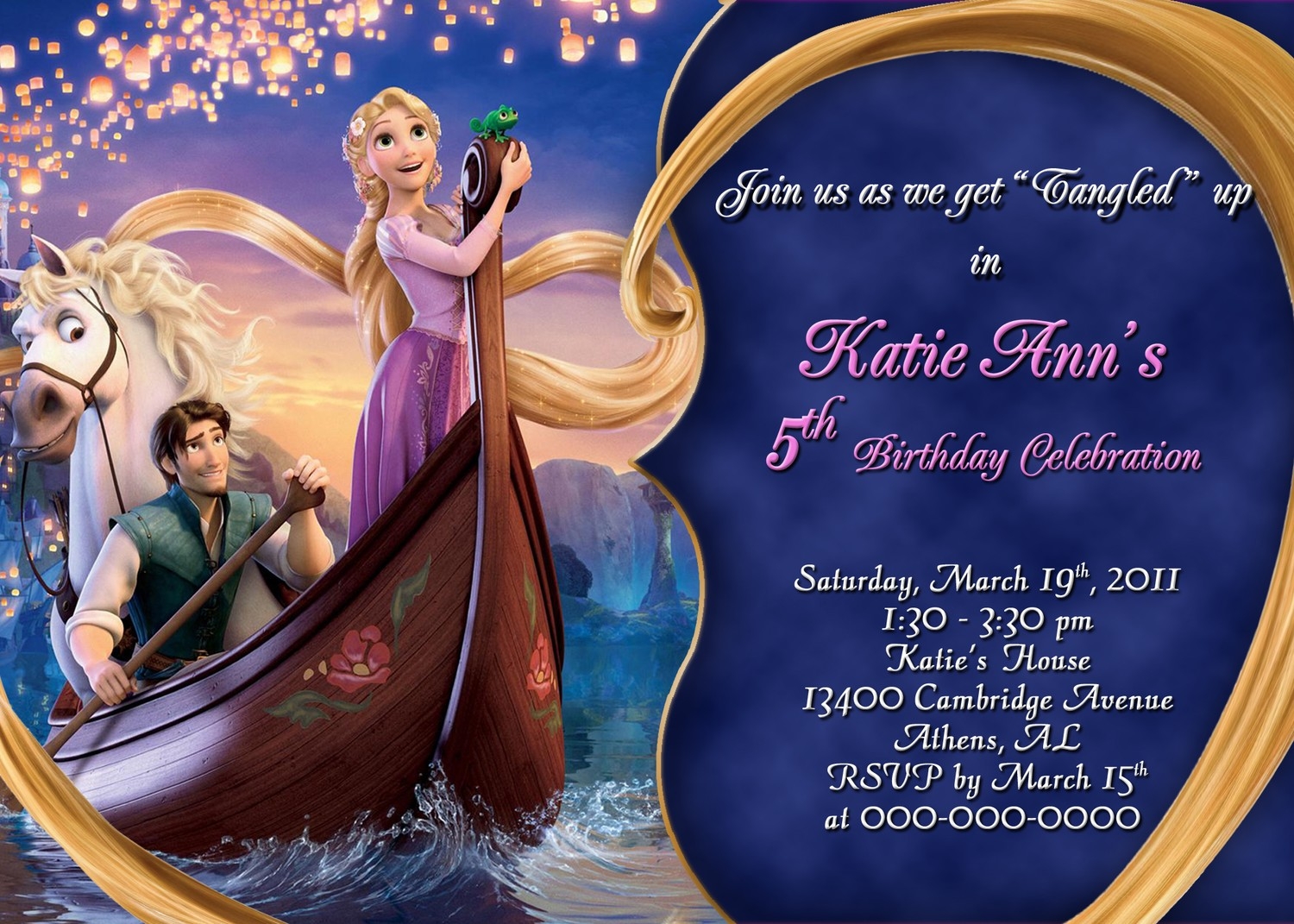 Rapunzel Tangled Personalized Birthday Invitation Ariel Arrieta D MKTG