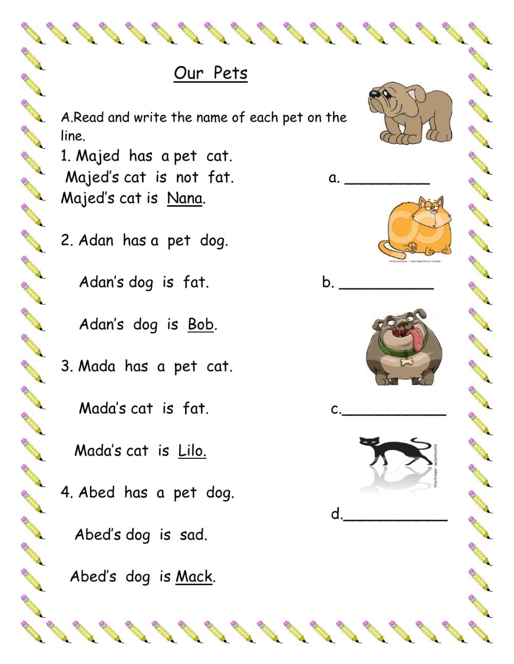 Reading Comprehension Printable Worksheets On Pets Reading Worksheet 