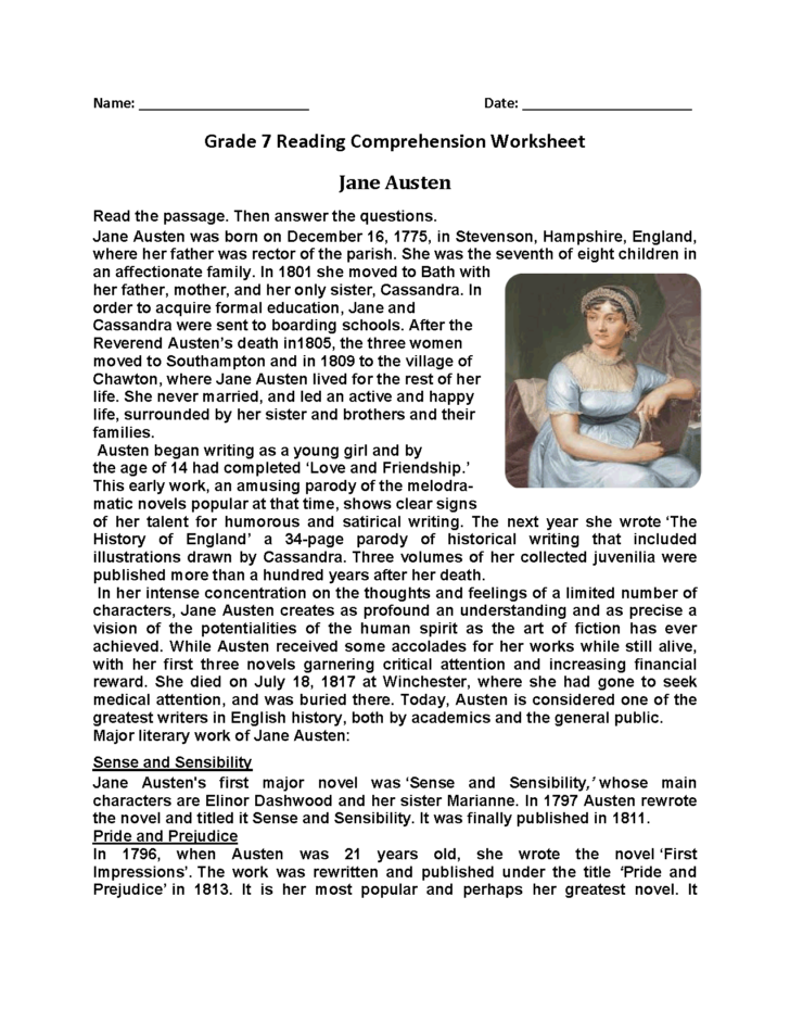 Reading Comprehension Worksheets Year 7 Australia Reading 