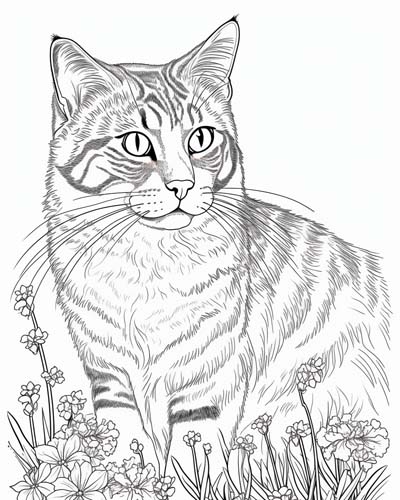 Realistic Cat Coloring Pages