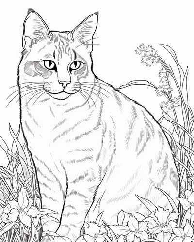 Realistic Cats Coloring Pages