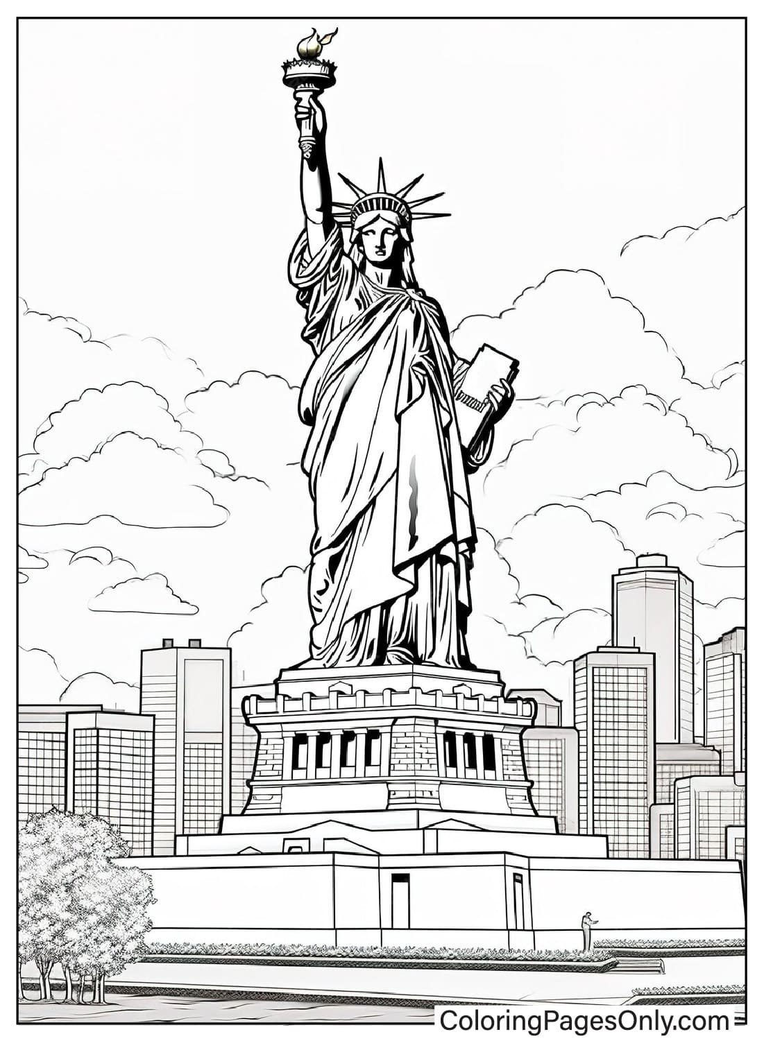 Realistic Statue Of Liberty Coloring Page Free Printable Coloring Pages