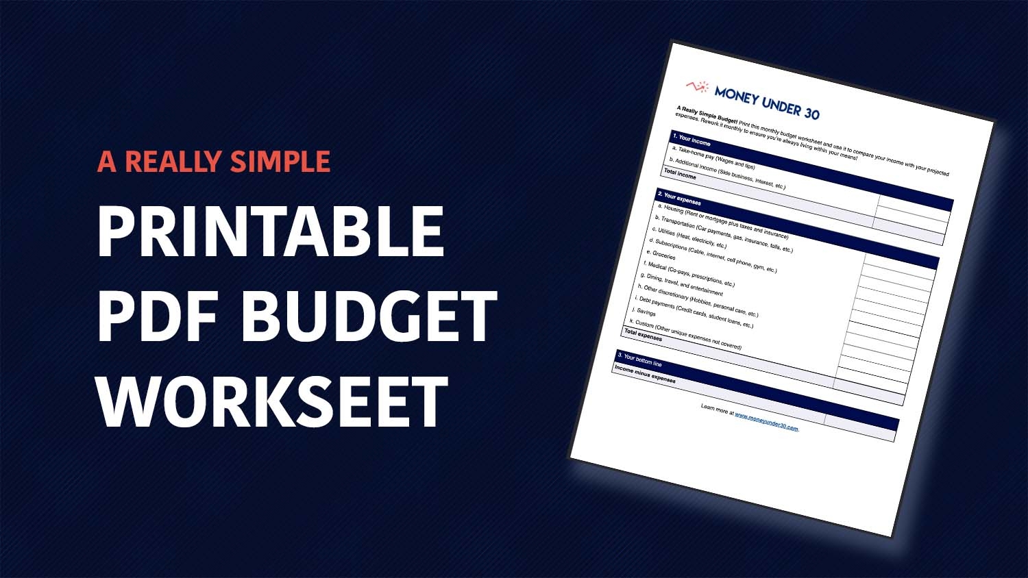 Really Simple Budget Worksheet Printable PDF Worksheets Library