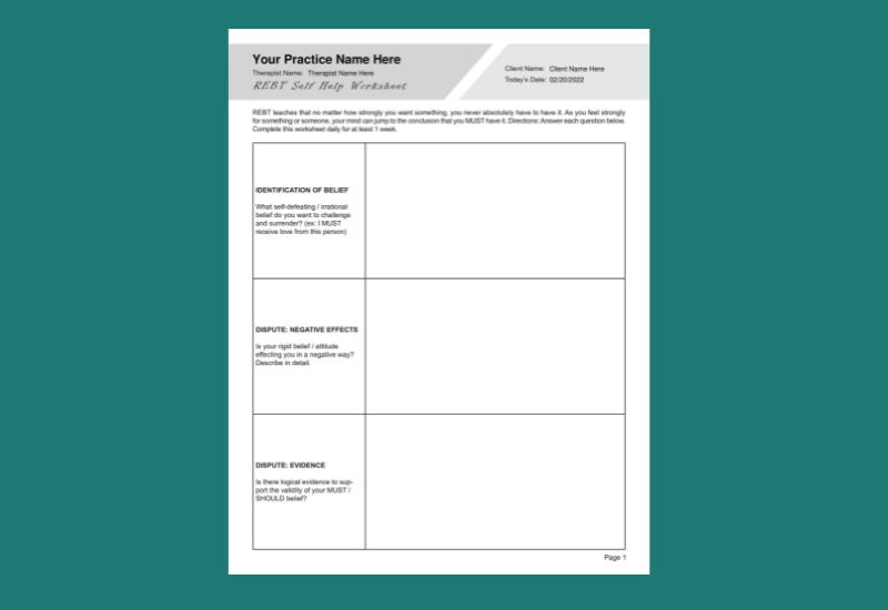 rational emotive therapy worksheet
