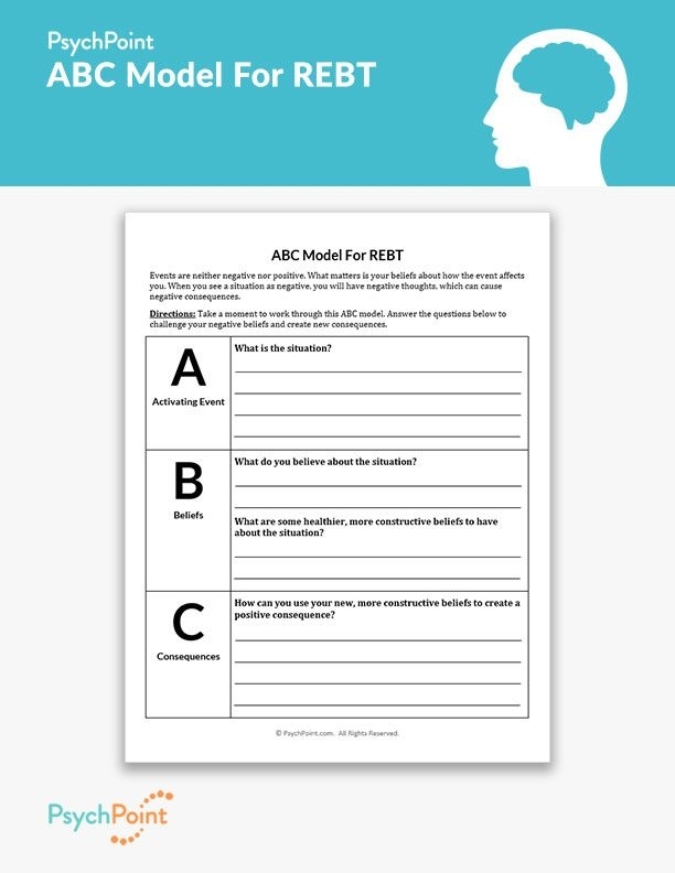 Rebt Therapy Worksheets Coping Skills Worksheets