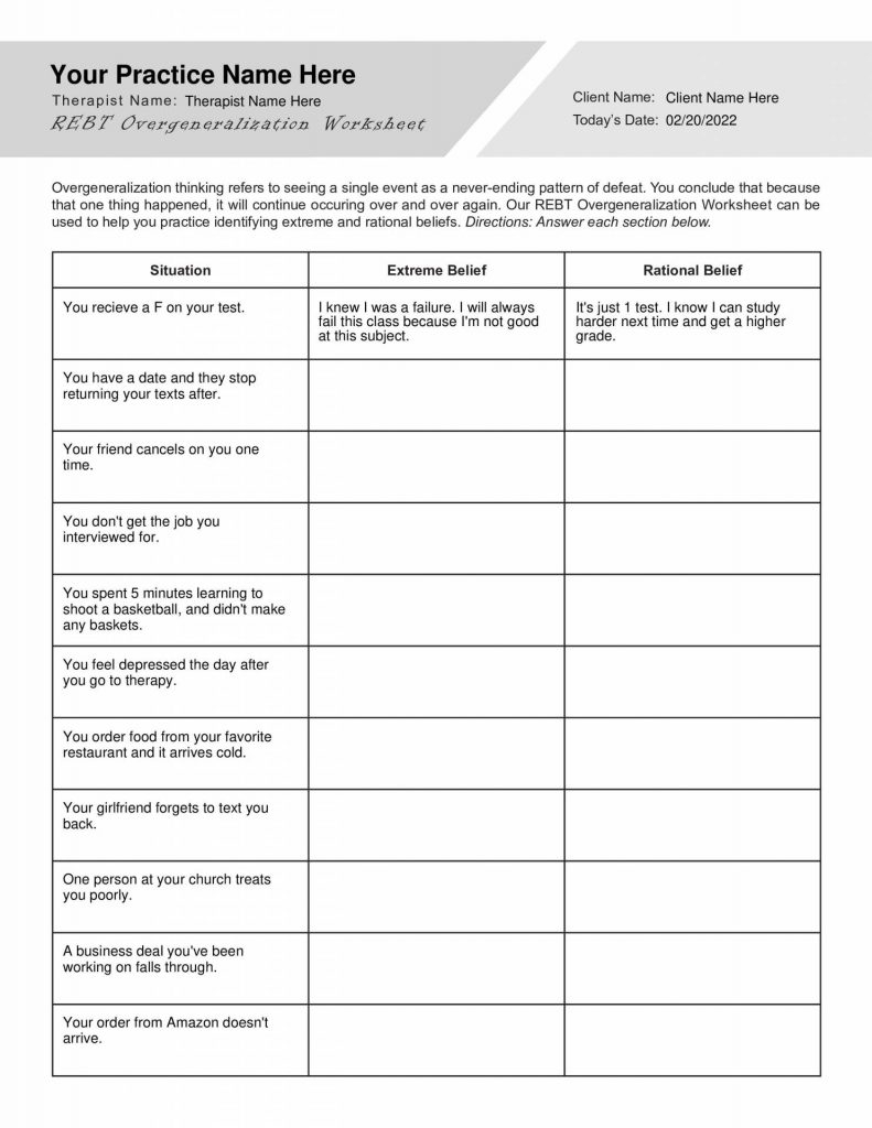 REBT Worksheets Bundle Editable Fillable Printable PDFs 