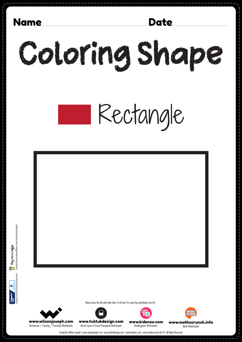 Rectangle Coloring Page For Preschool Kindergarten Kids To Practi