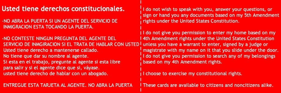 Red Card That Helps You To Defend Against ICE Immigration