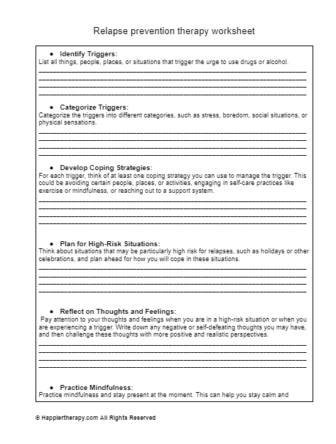 Relapse Prevention Worksheets Empower Your Recovery Journey