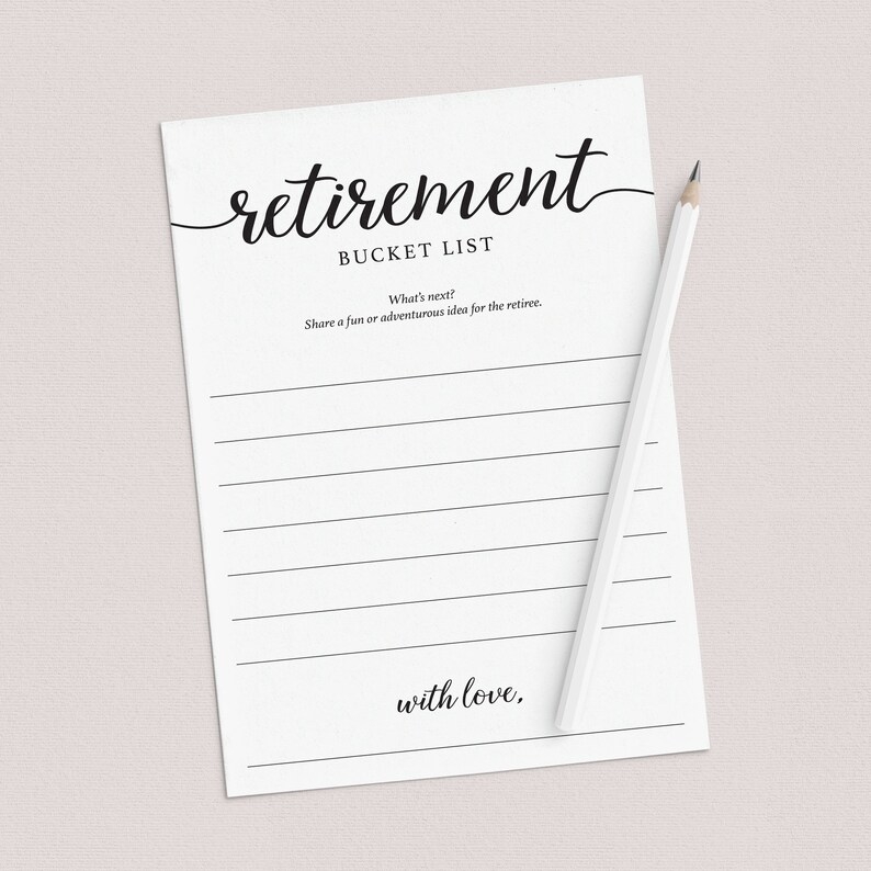 Retirement Bucket List Cards Printable Minimal Calligraphy Etsy