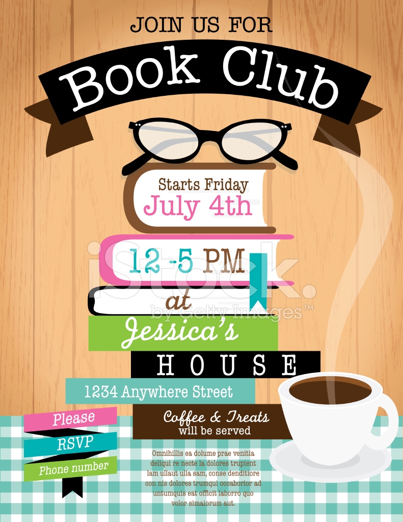 Retro Women 39 s Book Club Event Invitation Design Template Stock Vector