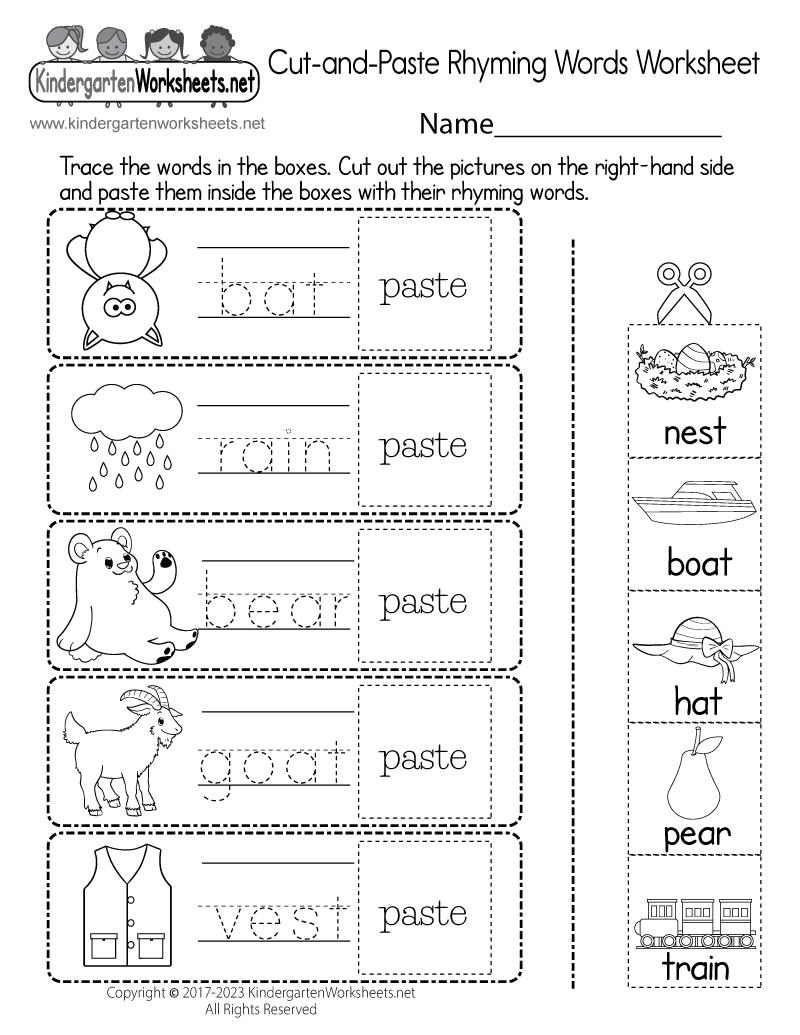 Rhyming Words Kindergarten Worksheets Kindergarten Worksheets
