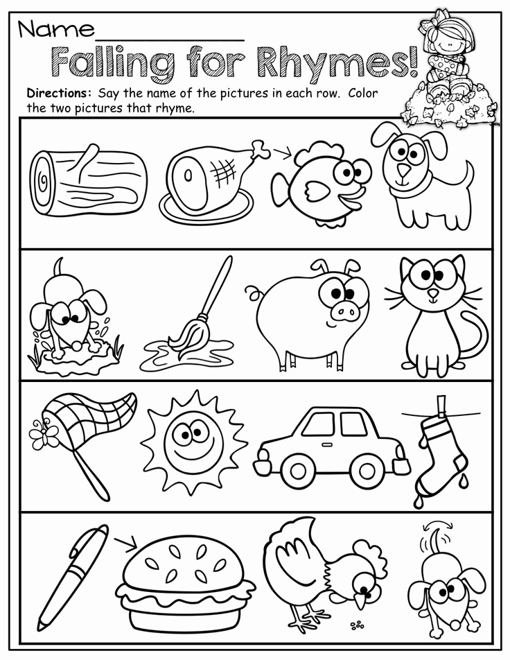 rhyming words worksheets for kindergarten