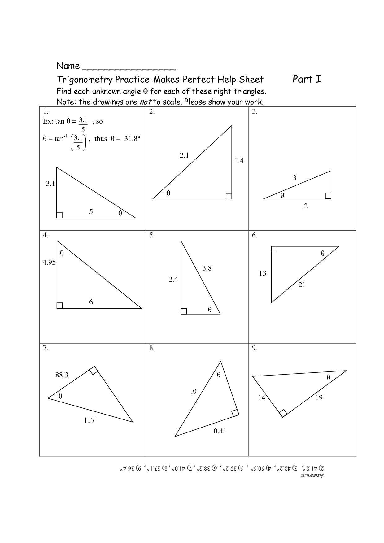 right triangle trigonometry worksheet with answers pdf