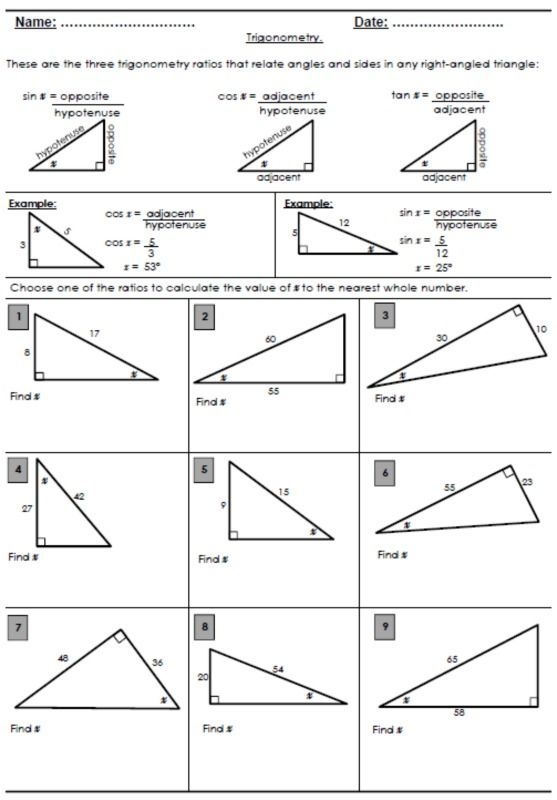 Right Triangle Trigonometry Worksheet With Answers Pdf Worksheet 
