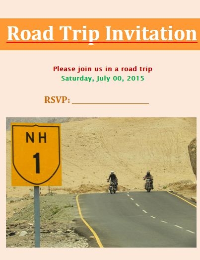 Road Trip Invitation Templates 10 Free Printable Word PDF