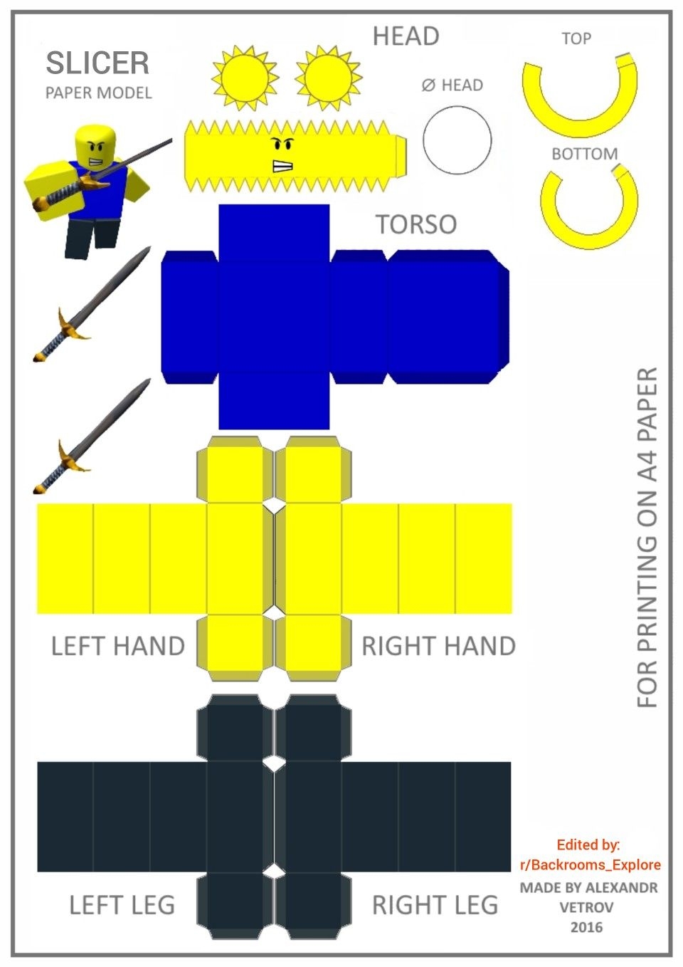 Roblox Slicer Meme Papercraft Template 2023