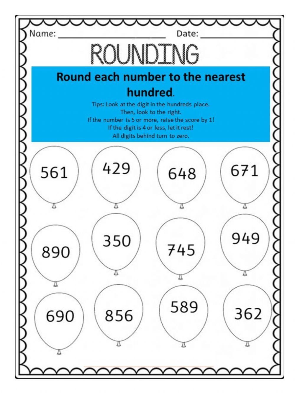 Rounding To The Nearest 100 Worksheet Live Worksheets Worksheets 
